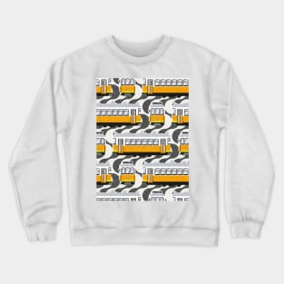 Lisbon trams // Portuguese Rossio cobblestone inspiration background lemon lime and marigold transport Crewneck Sweatshirt